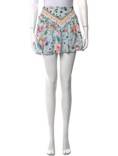 Pre-owned Agua Bendita Floral Print Mini Skirt In Blue