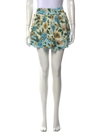 Pre-owned Agua Bendita Floral Print Mini Skirt In Blue