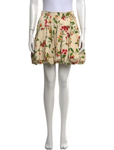 Pre-owned Agua Bendita Floral Print Mini Skirt In Neutrals