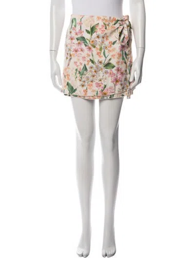 Pre-owned Agua Bendita Floral Print Mini Skirt In Neutrals