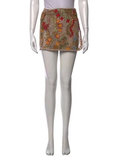 Pre-owned Agua Bendita Floral Print Mini Skirt In Pink