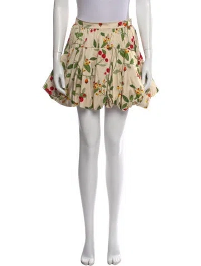 Pre-owned Agua Bendita Floral Print Mini Skirt W/ Tags In Neutral