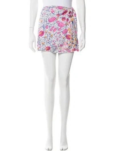 Pre-owned Agua Bendita Floral Print Mini Skirt In White
