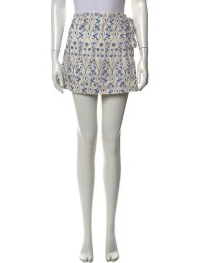 Pre-owned Agua Bendita Floral Print Mini Skirt In White