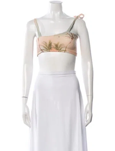 Pre-owned Agua Bendita Floral Print One-shoulder Crop Top In Multi