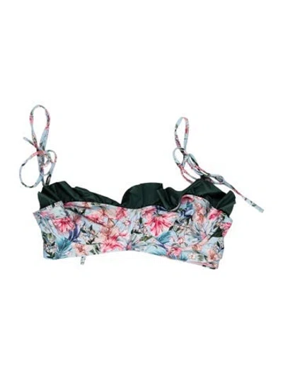 Pre-owned Agua Bendita Floral Print Ruffle Embellishment Top In Multi