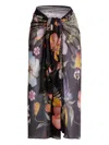 Agua Bendita Floral-print Sarong In Black