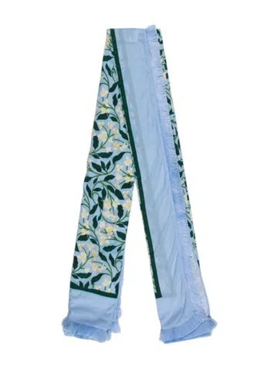 Pre-owned Agua Bendita Floral Print Scarf In Blue