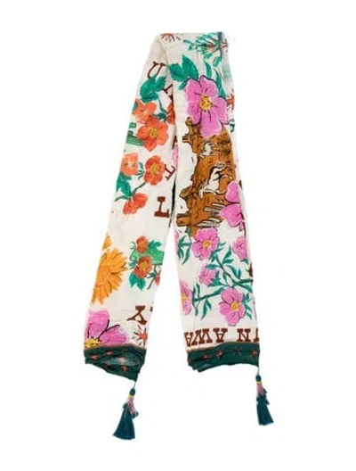 Pre-owned Agua Bendita Floral Print Scarf In Neutrals