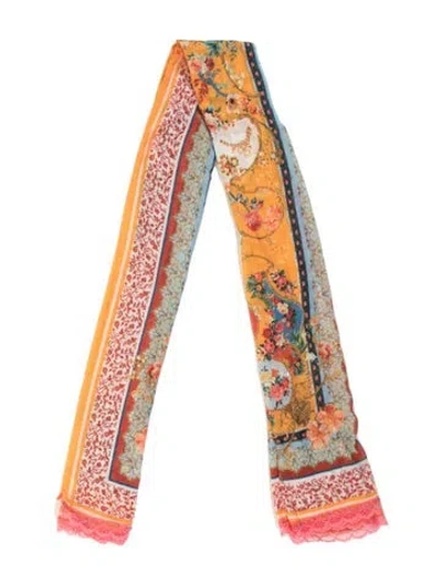 Pre-owned Agua Bendita Floral Print Scarf In Orange