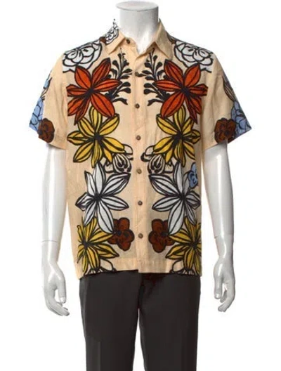 Pre-owned Agua Bendita Floral Print Short Sleeve Shirt In Neutrals