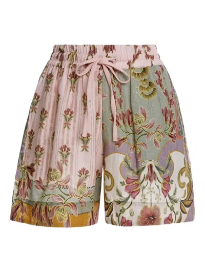 Agua Bendita Floral-print Shorts In Pink