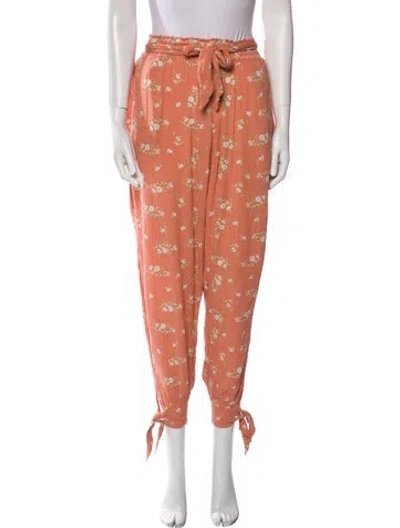 Pre-owned Agua Bendita Floral Print Skinny Leg Pants In Pink
