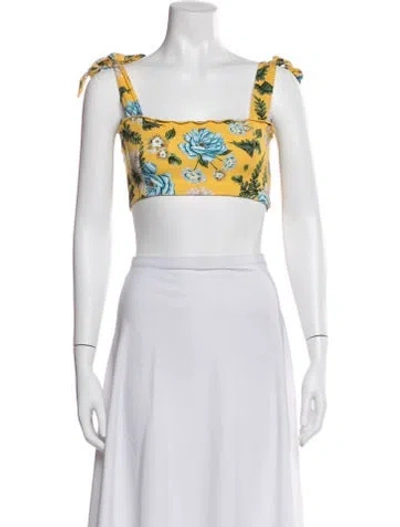 Pre-owned Agua Bendita Floral Print Square Neckline Crop Top