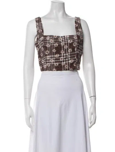Pre-owned Agua Bendita Floral Print Square Neckline Crop Top In Multicolor