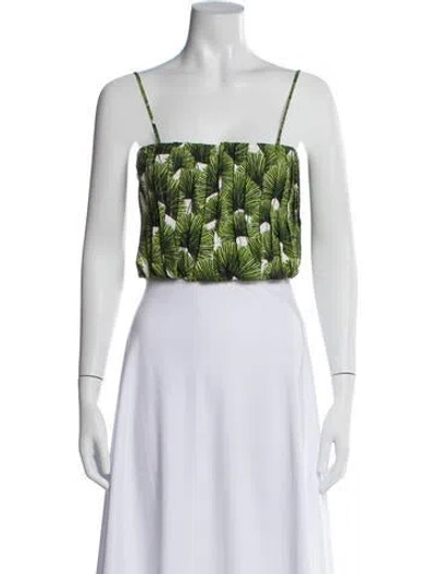 Pre-owned Agua Bendita Floral Print Square Neckline Crop Top In Multicolor