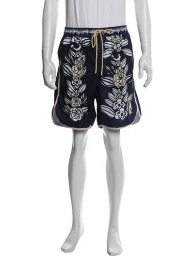 Pre-owned Agua Bendita Floral Print Swim Trunks W/ Tags In Blue