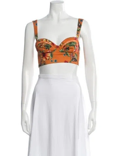Pre-owned Agua Bendita Floral Print V-neck Crop Top W/ Tags