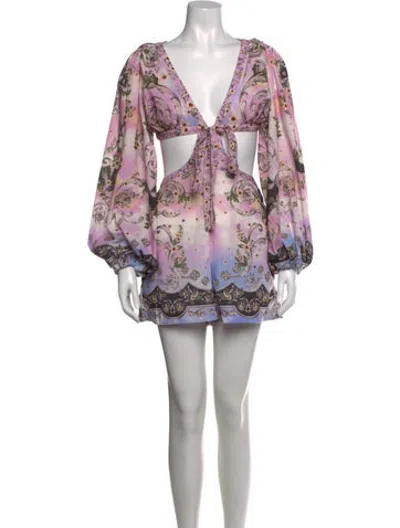 Pre-owned Agua Bendita Floral Print V-neck Romper In Multicolor
