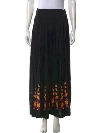 Pre-owned Agua Bendita Floral Print Wide Leg Pants In Black