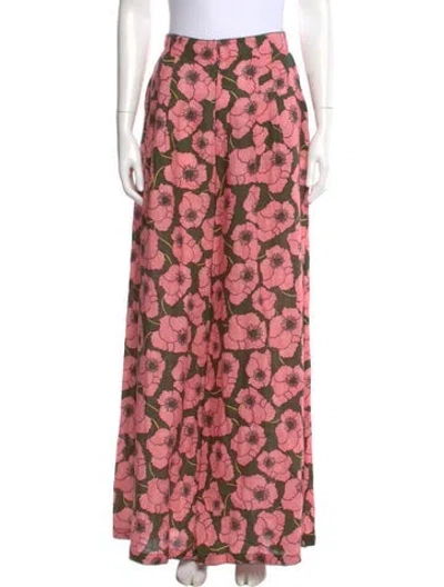 Pre-owned Agua Bendita Floral Print Wide Leg Pants In Pink