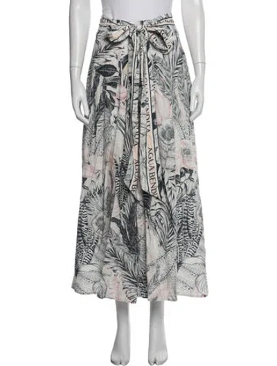 Pre-owned Agua Bendita Floral Print Wide Leg Pants In White