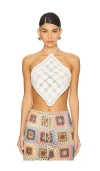 AGUA BENDITA FLOWER HARVEST HALTER TOP