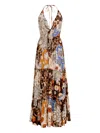 Agua Bendita Gabrielle Halter-neck Maxi Dress In Brown
