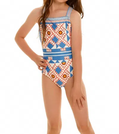 Agua Bendita Kids' Girl's Amina Tout One Piece In Blue In Multi