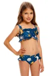 Agua Bendita Girls Ruffle Bikini In Blue