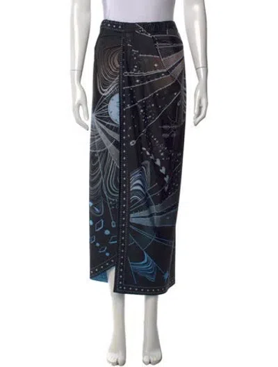 Pre-owned Agua Bendita Graphic Print Long Skirt In Black
