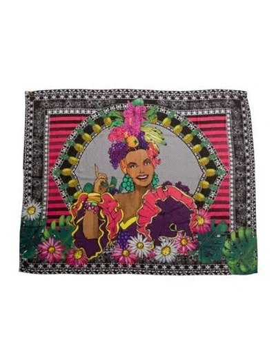 Pre-owned Agua Bendita Graphic Print Shawl In Pink