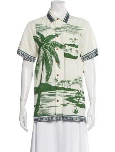 Pre-owned Agua Bendita Graphic Print Short Sleeve Button-up Top In Multi