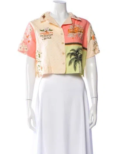 Pre-owned Agua Bendita Graphic Print Short Sleeve Crop Top In Multi