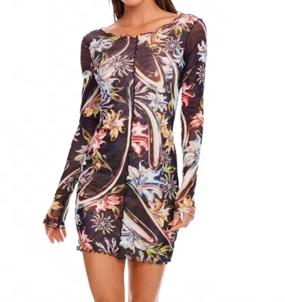 Agua Bendita Hadley Mesh Mini Dress In Multi In Black