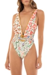 AGUA BENDITA INA SEED BELTED ONE-PIECE SWIMSUIT