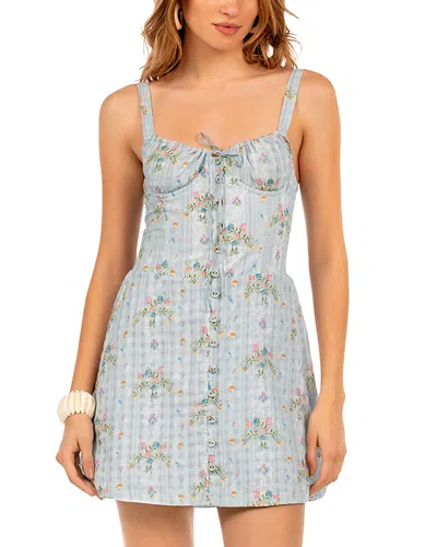 Agua Bendita Indie Bleu Swim Cover Up Mini Dress In Blue