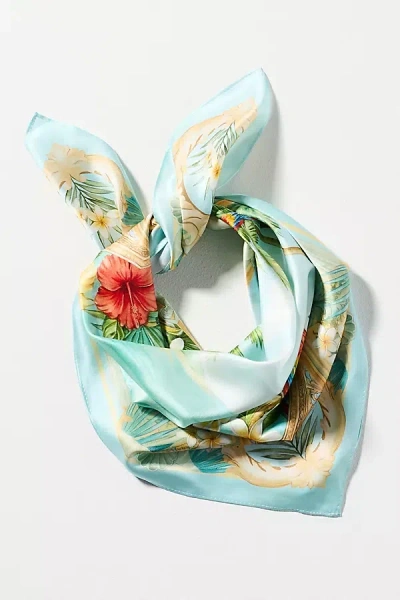 Agua Bendita Island Bliss Silk Scarf In Blue