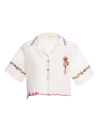 AGUA BENDITA ITSY FLORAL-EMBROIDERED SCALLOPED TOP