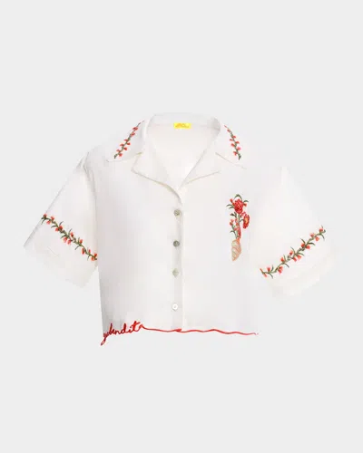 Agua Bendita Itsy Nacar Embroidered Button-front Shirt In Multi