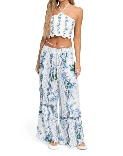 Agua Bendita Nader Serenity Floral-embroidered Scalloped-edge Top In Multi