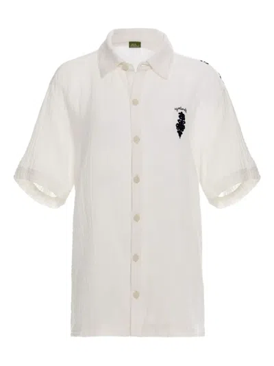Agua Bendita Jack Floral-embroidered Shirt In White