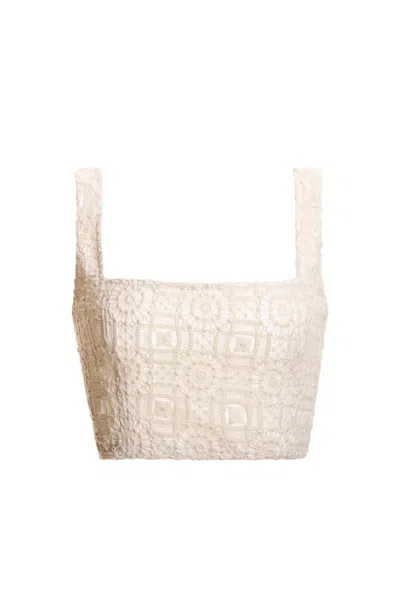 Agua Bendita Jardim Kosia Crop Top Beige In White