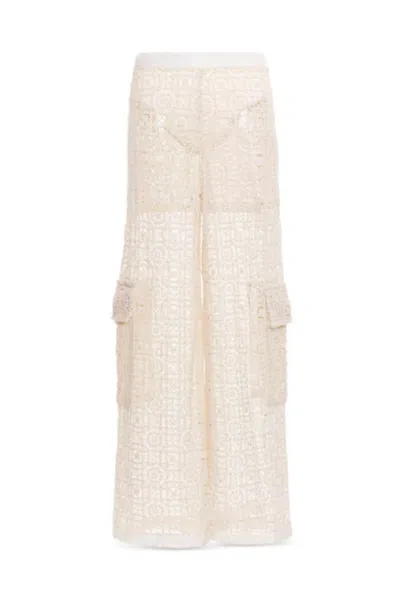 Agua Bendita Jardim Maca Crochet Trousers In Neutral