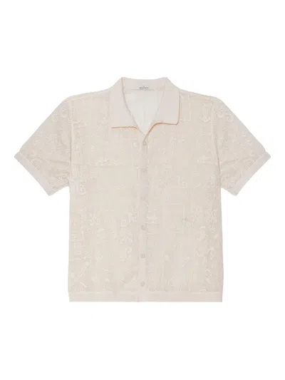 Agua Bendita Jared Embroidered Short-sleeve Shirt In Neutral