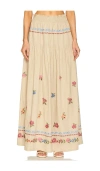 Agua Bendita Jenna Smocked Waist Skirt In Blush In Tan
