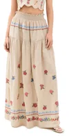 Agua Bendita Jenna Smocked Waist Skirt In Blush In Multicolor