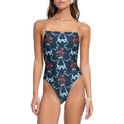 Agua Bendita Kali Cherish Reversible Lace-up One-piece Swimsuit In Blue