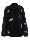 Agua Bendita Keishi Floral-embroidered Shirt In Black