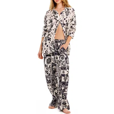 Agua Bendita Keshia Batik Embroidered Cover-up Shirt In Black